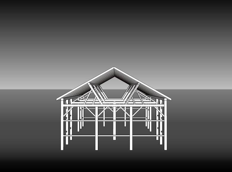 Jan De Jong Barn Frame 3D Drawings / Jan De Jong End View